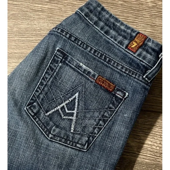 7 For All Mankind Vintage Women's "A" Pocket Boot Low Rise Jeans SZ 26 (28x29) - Picture 1 of 11